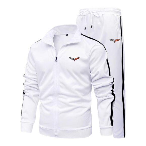 Men’s Corvette Car Logo Embroidered Tracksuit - White - Picture 1 of 2